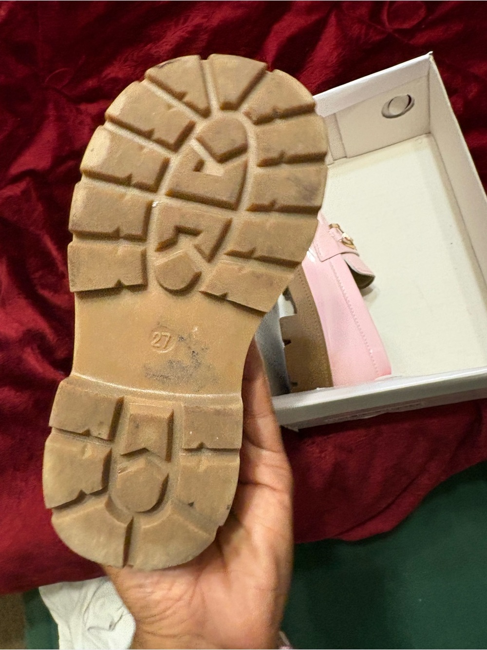 SHEIN Pink Girls' Ankle Moccasins with Tan Sole